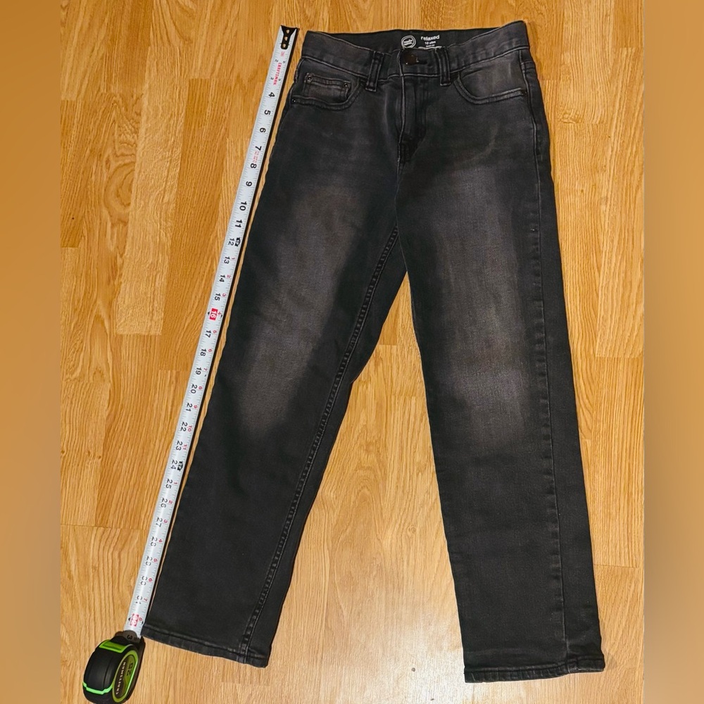 Boys Wonder Nation Slim Relaxed Fit Adjustable Jeans, Black, Size 10